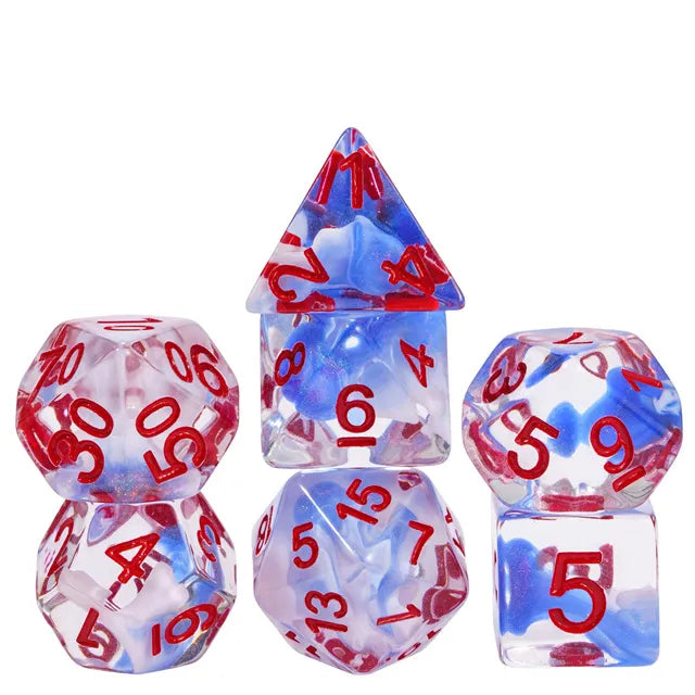 Coat of Arms - Two Color Swirl Glitter Translucent Dice - Blue-White