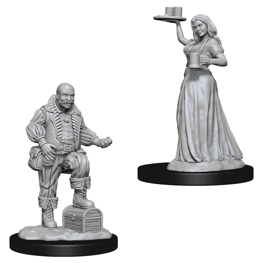 Pathfinder Deep Cuts Unpainted Miniatures: Merchants (Serving Girl/Merchant)