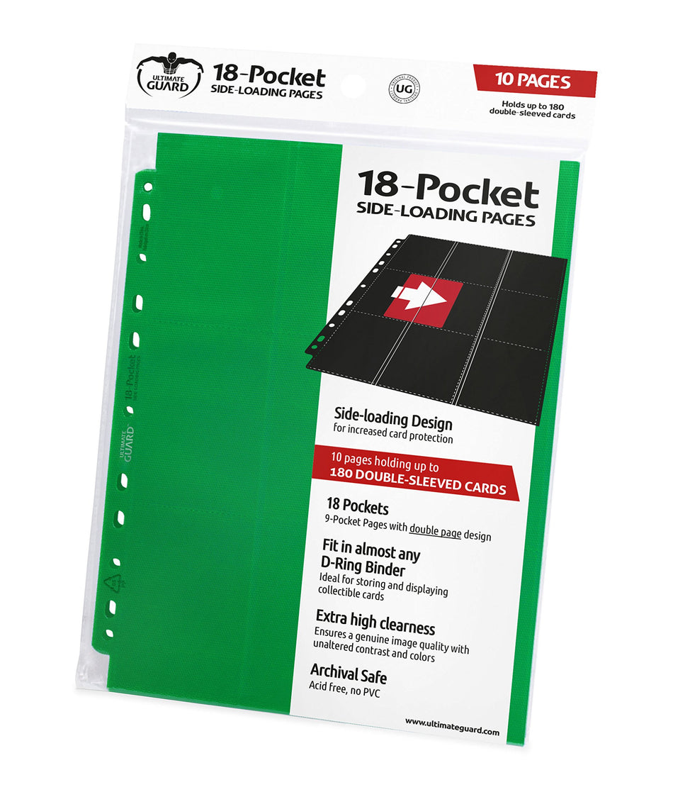 Ultimate Guard Side-Loading Pages - (10) Green - 18 Pocket