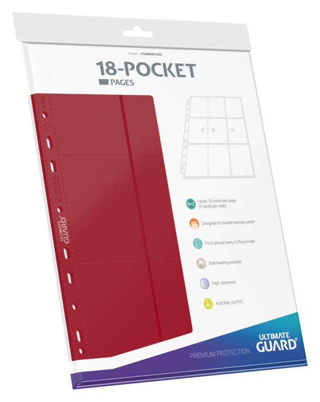 Ultimate Guard Side-Loading Pages - (10) Red - 18 Pocket