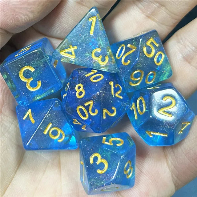 Coat of Arms - Aurora Transparent Glitter Dice - Blue