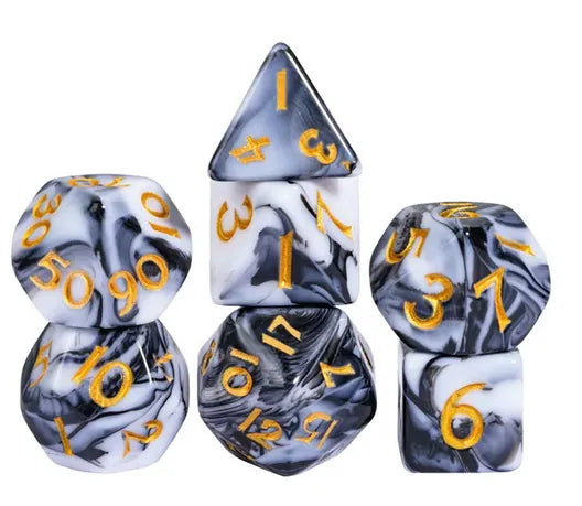 Coat of Arms Dice - Acrylic Mini 10mm-13mm Blend Color Dice - Black&White