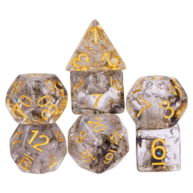 Coat of Arms - Swirl Foil Series Dice - White-Silver