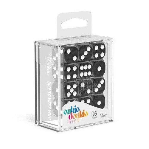Oakie Dokie 12 Dice set of Marble Black D6