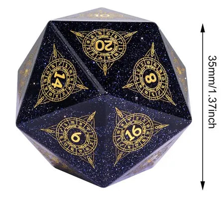 Coat of Arms Dice - 35mm Gemstone&Glass Pattern D20 - Blue Sandstone