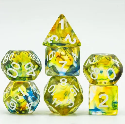 Coat of Arms - Imitated Colored glaze Resin Dice for DND RPG MTG - Yellow/Green
