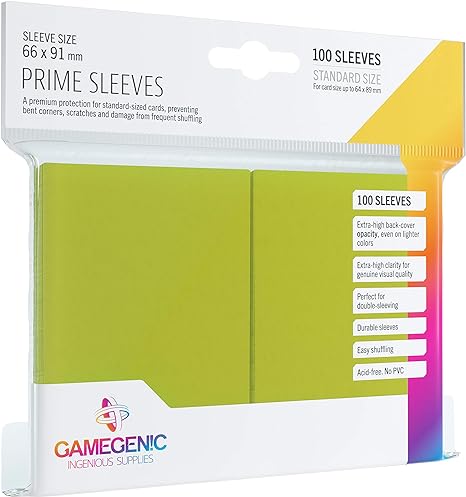 GameGenic Prime Sleeves - Lime - (66 X 91 mm) 100s