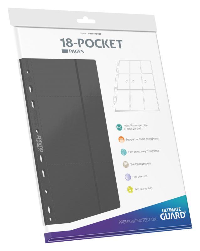 Ultimate Guard Side-Loading Pages - (10) Grey - 18 Pocket