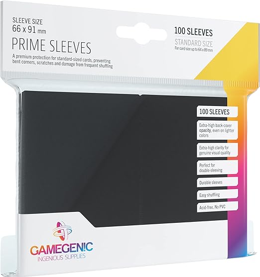 GameGenic Prime Sleeves - Black - (66 X 91 mm) 100s