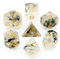 Coat of Arms - Swirl/Smoke Clear Dice - Black&White