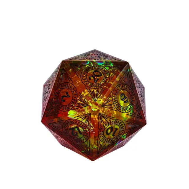 Coat of Arms - Handmade 33mm D20 Pattern Dice - Red-Yellow