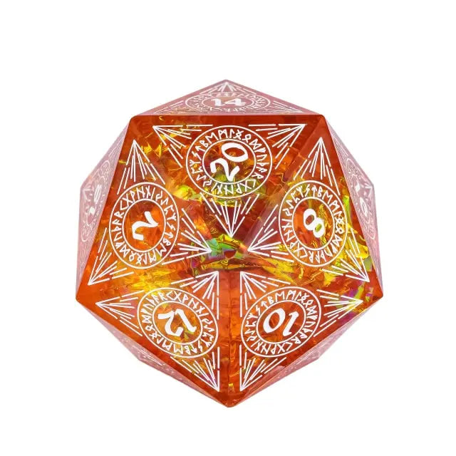 Coat of Arms - Handmade 33mm D20 Pattern Dice - Orange