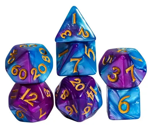 Coat of Arms Dice - Acrylic Mini 10mm-13mm Blend Color Dice - Purple&Blue