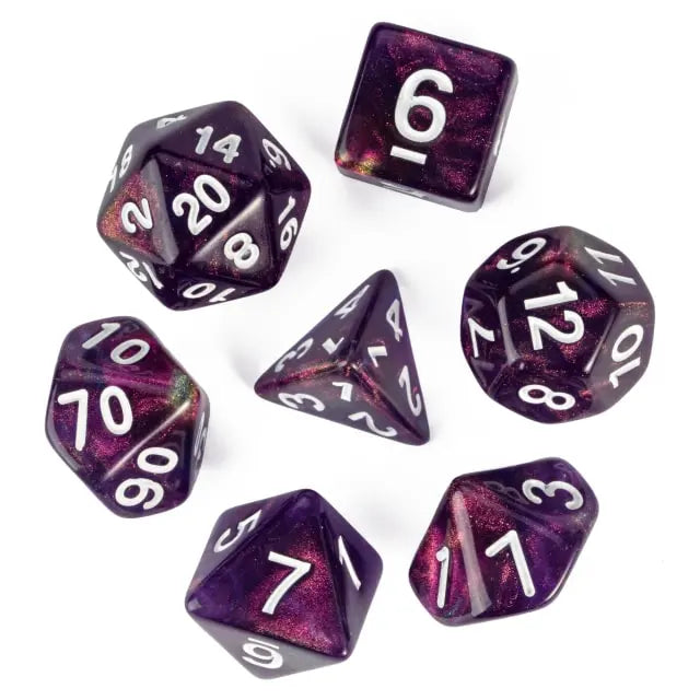 Coat of Arms - Acrylic Translucent Glitter Dice - Purple-Blue