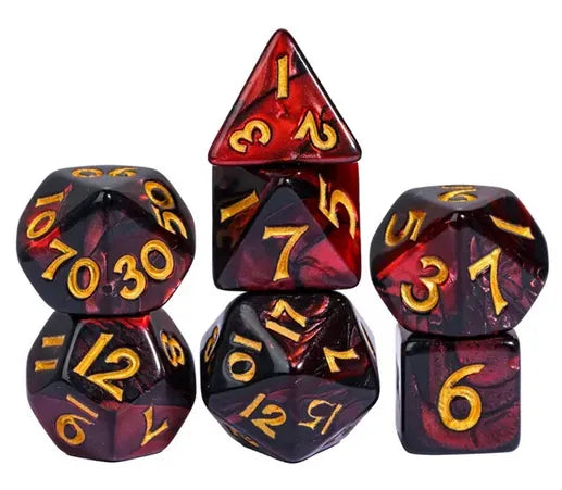 Coat of Arms Dice - Acrylic Mini 10mm-13mm Blend Color Dice - Black&Red