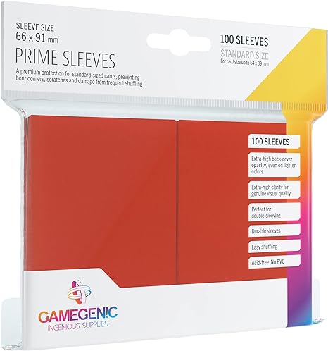 GameGenic Prime Sleeves - Red - (66 X 91 mm) 100s