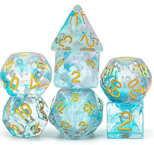 Coat of Arms - Swirl Shimmer Dice for DND RPG MTG - Blue&Pink