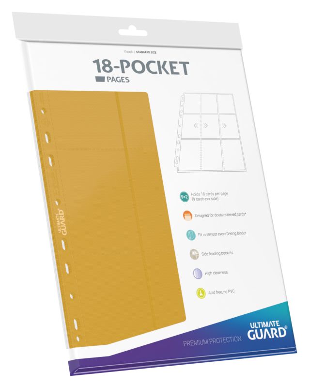 Ultimate Guard Side-Loading Pages - (10) Yellow - 18 Pocket