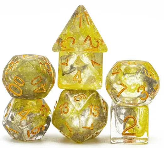 Coat of Arms - Swirl Shimmer Dice for DND RPG MTG - Yellow&Grey