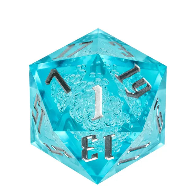 Coat of Arms - Acrylic 55mm D20 Dice - Blue-White