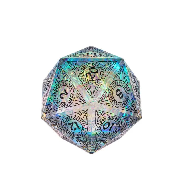Coat of Arms - Handmade 33mm D20 Pattern Dice - Transparent