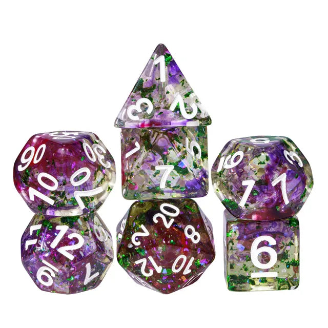 Coat of Arms - Swirl Foil Series Dice - Purple-Red-Green