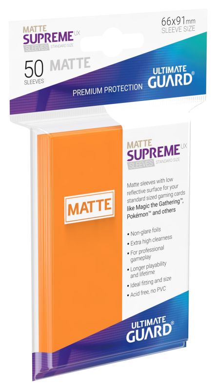 Ultimate Guard Supreme UX Matte Sleeves - Orange Standard Size 50ct