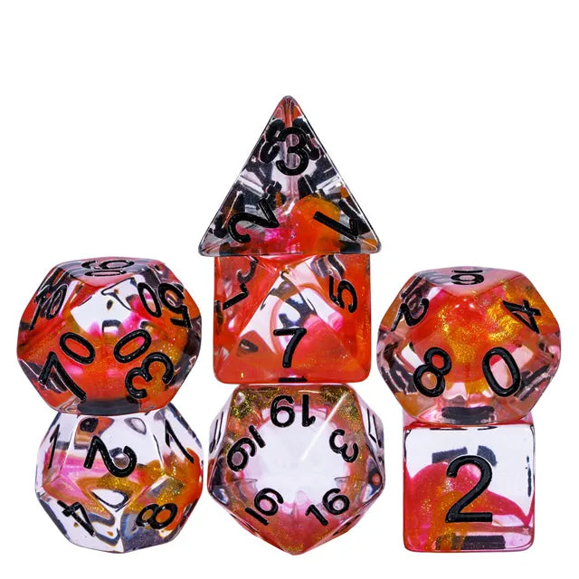Coat of Arms - Two Color Swirl Glitter Translucent Dice - Orange-Red
