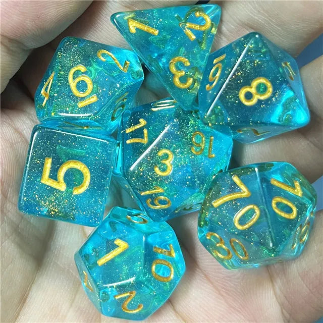 Coat of Arms - Aurora Transparent Glitter Dice - Cyan