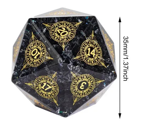 Coat of Arms Dice - 35mm Gemstone&Glass Pattern D20 - Glass