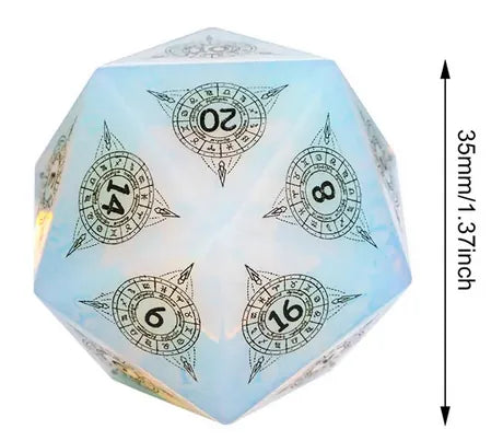 Coat of Arms Dice - 35mm Gemstone&Glass Pattern D20 - Opalite