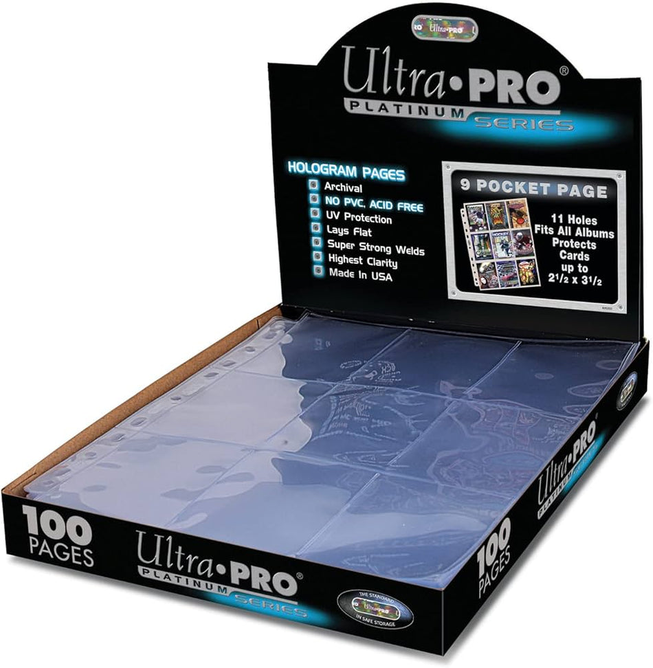 Ultra Pro Platinum Series 9-Pocket 11-Hole Punch Pages (100ct) for Standard Size Cards