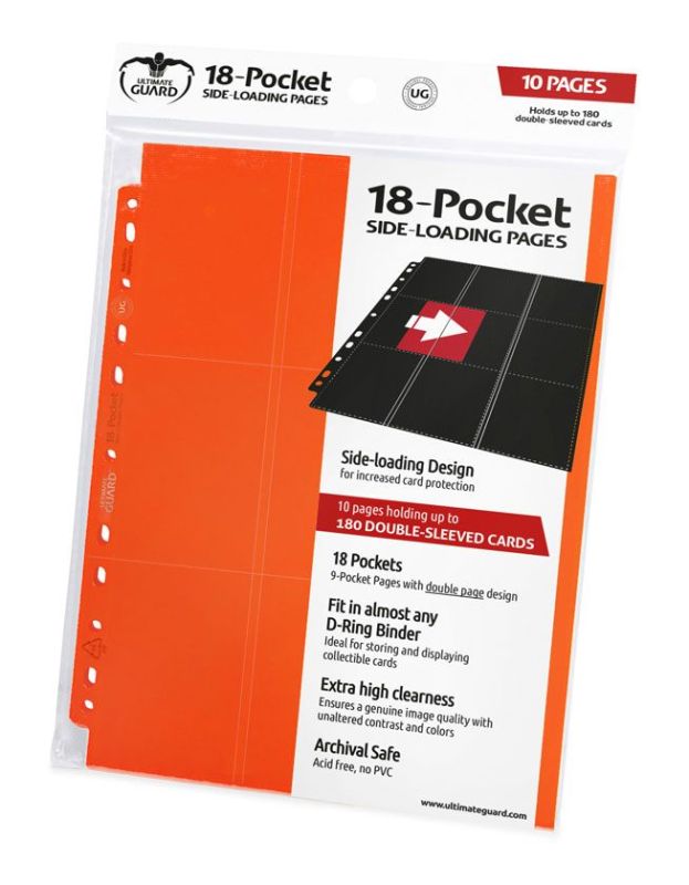 Ultimate Guard Side-Loading Pages - (10) Orange - 18 Pocket