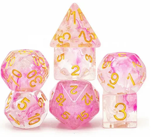 Coat of Arms - Swirl Shimmer Dice for DND RPG MTG - Pink&White