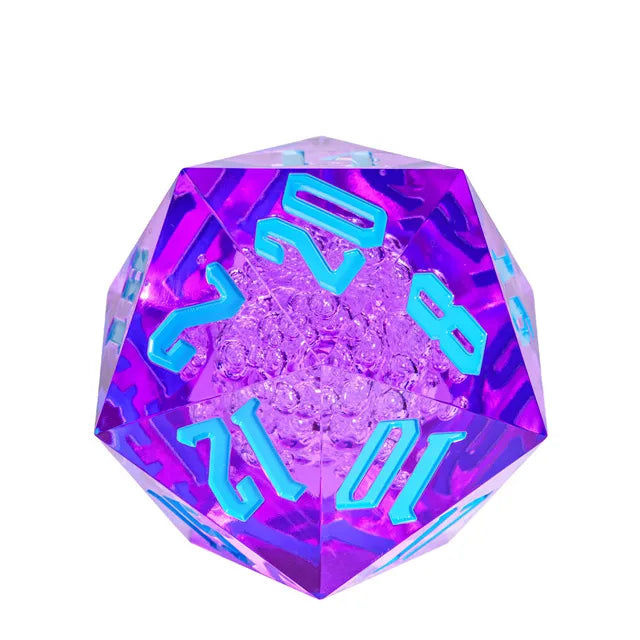 Coat of Arms - Acrylic 55mm D20 Dice - Purple-Gold