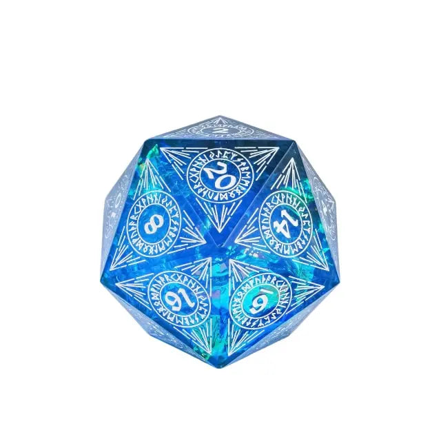 Coat of Arms - Handmade 33mm D20 Pattern Dice - Blue