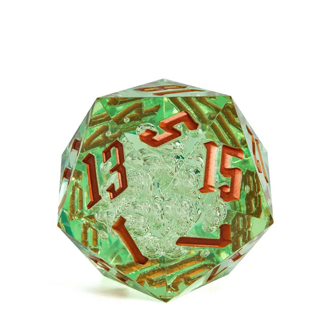 Coat of Arms - Acrylic 55mm D20 Dice - Green-White