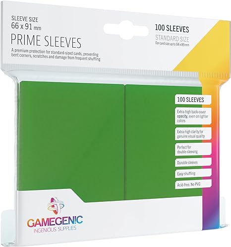 GameGenic Prime Sleeves - Green - (66 X 91 mm) 100s