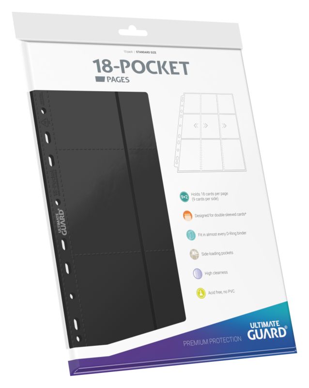 Ultimate Guard Side-Loading Pages - (10) Black - 18 Pocket