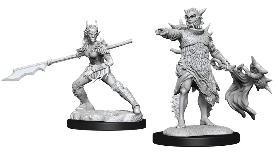 Magic the Gathering Unpainted Miniatures: Coralhelm Commander & Halimar Wavewatch (Merfolk)
