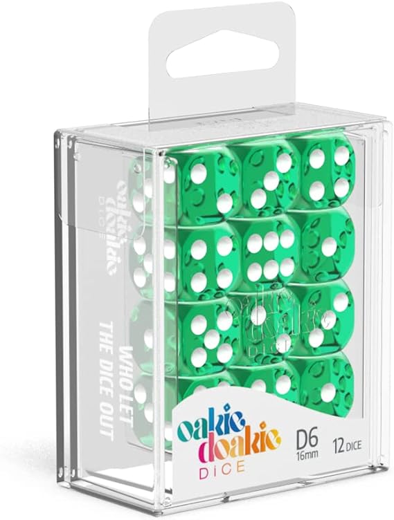 Oakie Doakie Dice D6-Solid 16mm(12) Green