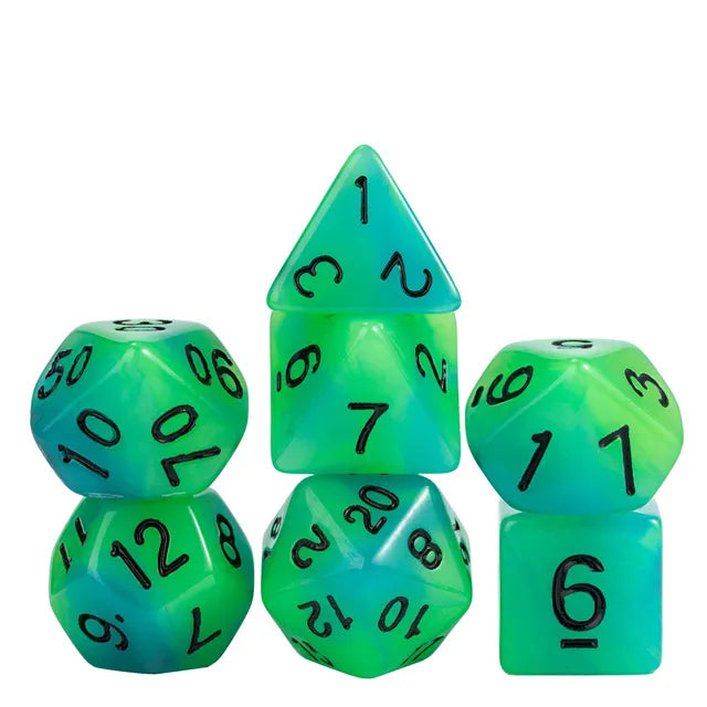 Coat of Arms - Acrylic Color Blend Glow in the Dark Dice - Green-Blue