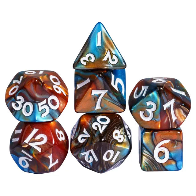 Coat of Arms - Acrylic Mini 10mm-13mm Blend Color Dice - Blue-Brown
