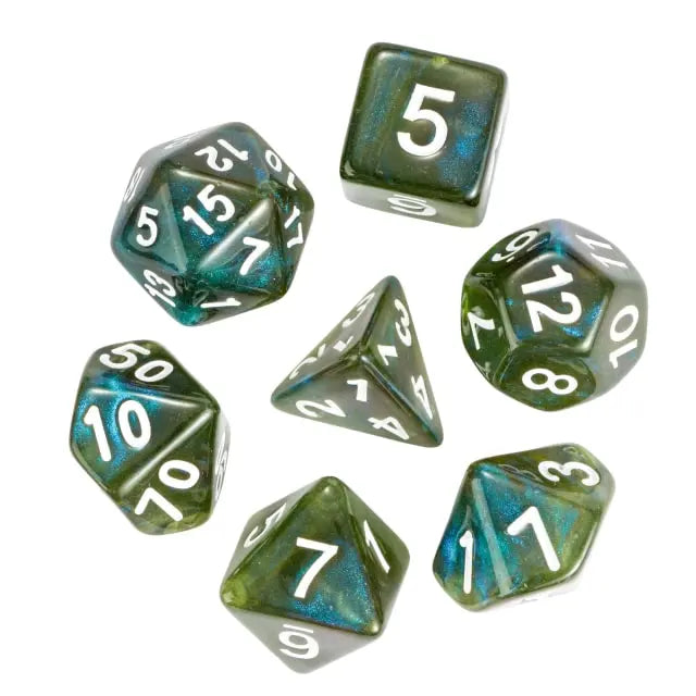 Coat of Arms - Acrylic Translucent Glitter Dice - Green-BLue