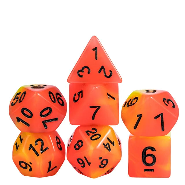 Coat of Arms - Acrylic Color Blend Glow in the Dark Dice - Red-Yellow