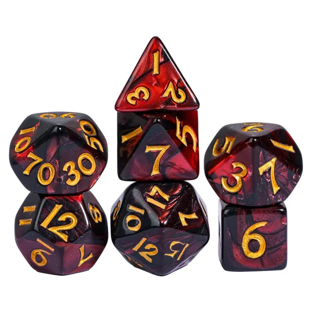 Coat of Arms - Acrylic Mini 10mm-13mm Blend Color Dice - Red-Black