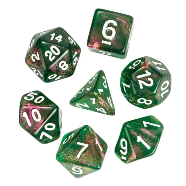 Coat of Arms - Acrylic Translucent Glitter Dice - Green-Pink