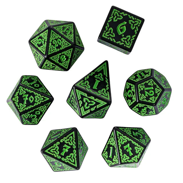 Coat of Arms - Acrylic Pattern Dice (Celtic Knot) - Green