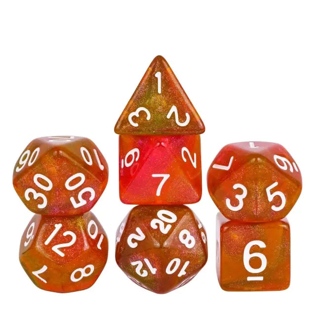 Coat of Arms - Acrylic Translucent Glitter Dice - Orange-Green