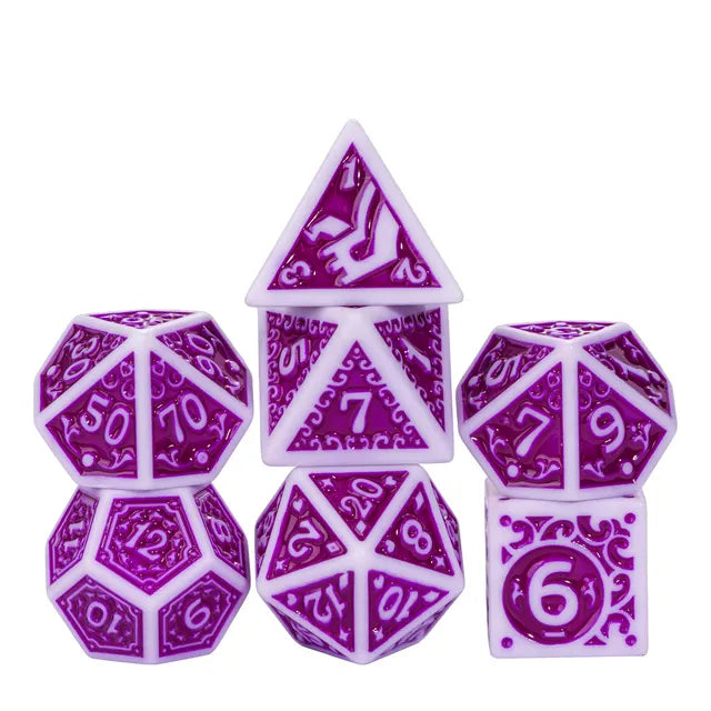 Coat of Arms - Acrylic Pattern Dice (Hand Paint Ink) - Purple